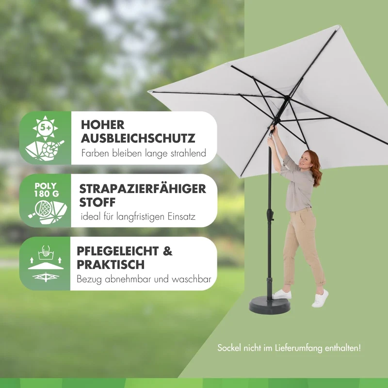 Doppler Jack Sonnenschirm 300 x 200 cm hellgrau, knickbar mit Kurbel