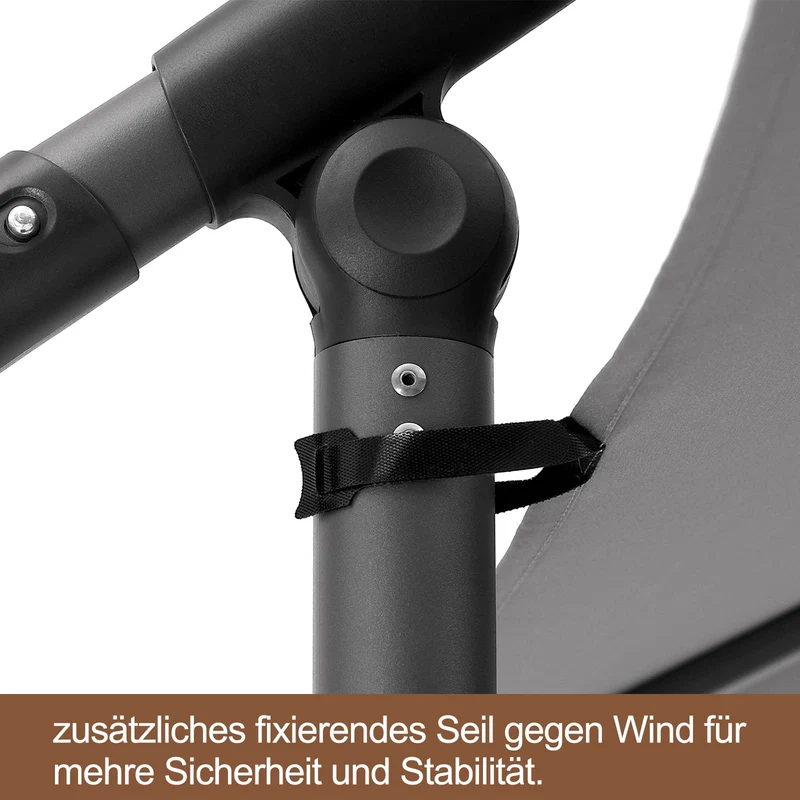 Deuline Mallorca-Elite Ampelschirm Ø 300 cm, 360° drehbar, grau
