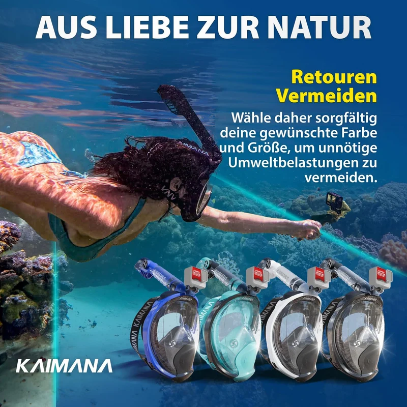 KAIMANA Schnorchelmaske K001 – Vollgesichtsmaske mit Tragetasche