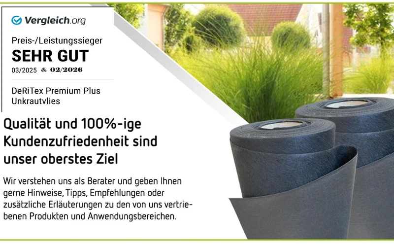 DeRiTex Unkrautvlies Premium-Plus 200 g/m², 25 m² (1 m x 25 m)
