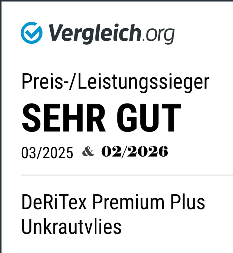 DeRiTex Unkrautvlies Premium-Plus 200 g/m², 25 m² (1 m x 25 m)