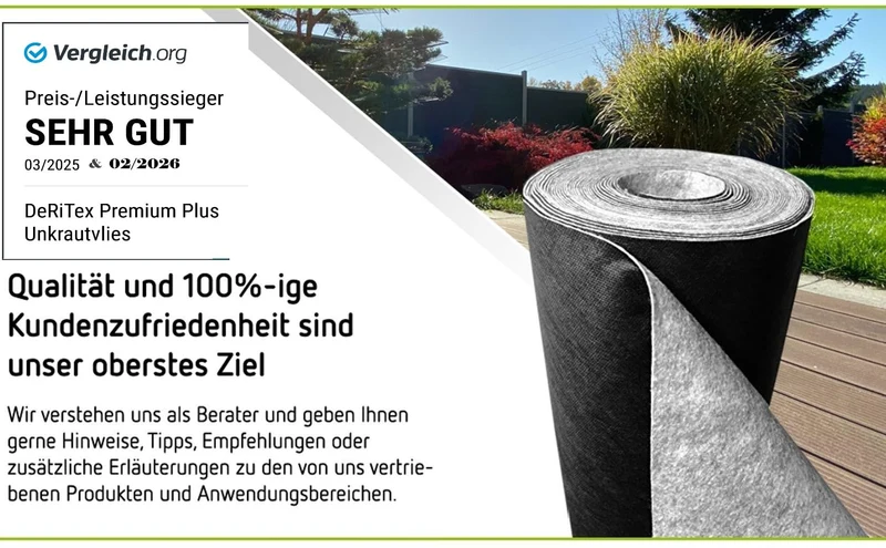 DeRiTex Unkrautschutzvlies Premium Plus 180 g/m², 25 m x 1 m