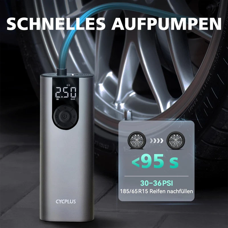CYCPLUS A8 Elektrische Luftpumpe 150 PSI mit LCD-Display, Grau