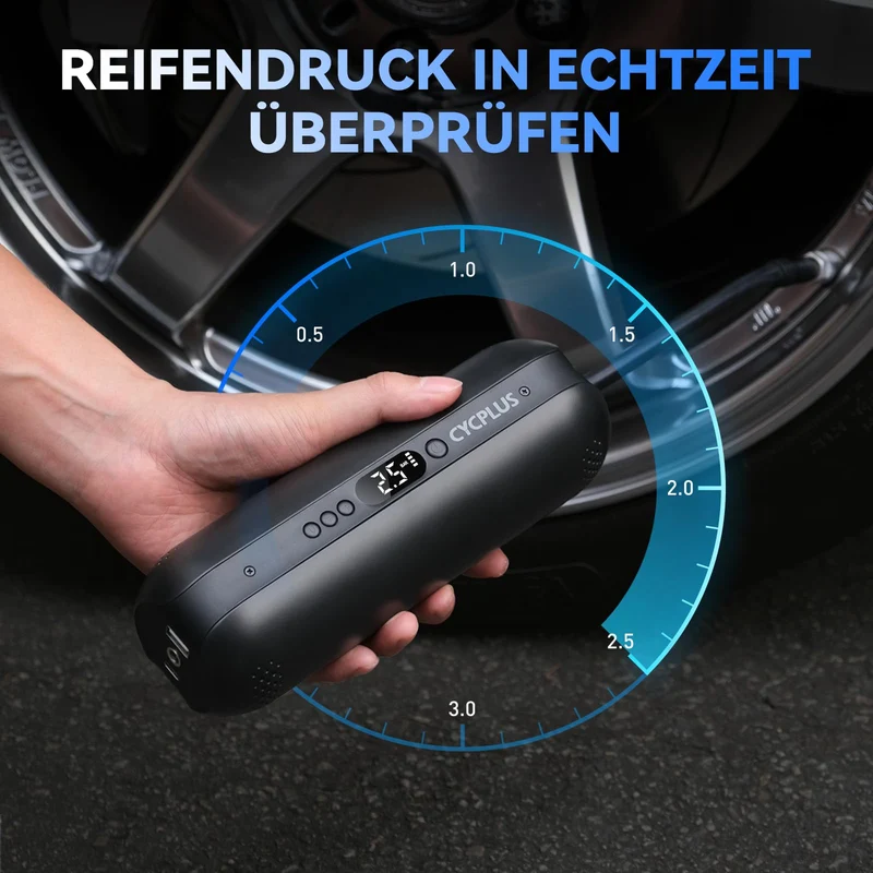 CYCPLUS Elektrische Luftpumpe 12V DC/AC 150 PSI Tragbarer Kompressor