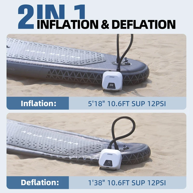 CYCPLUS D14PRO SUP-Luftpumpe 20 PSI, Akku, Dual Stage, Auto-Off