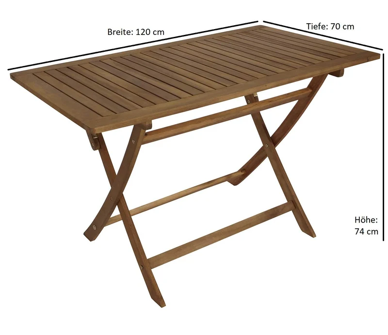 DEGAMO Gartentisch Tobago 120x70 cm, Akazie geölt, klappbar