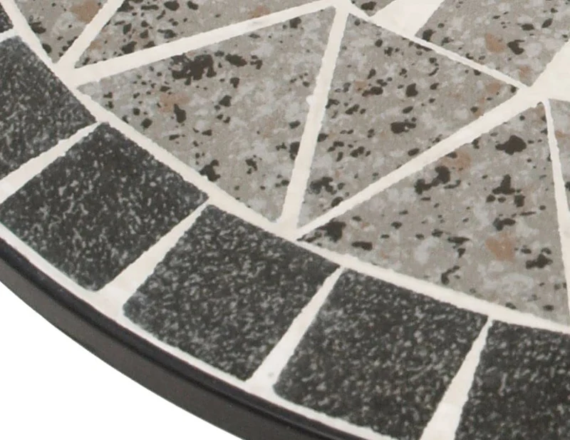 DEGAMO Bistrotisch Siena, Mosaiktisch rund 60 cm, Keramik grau/weiss