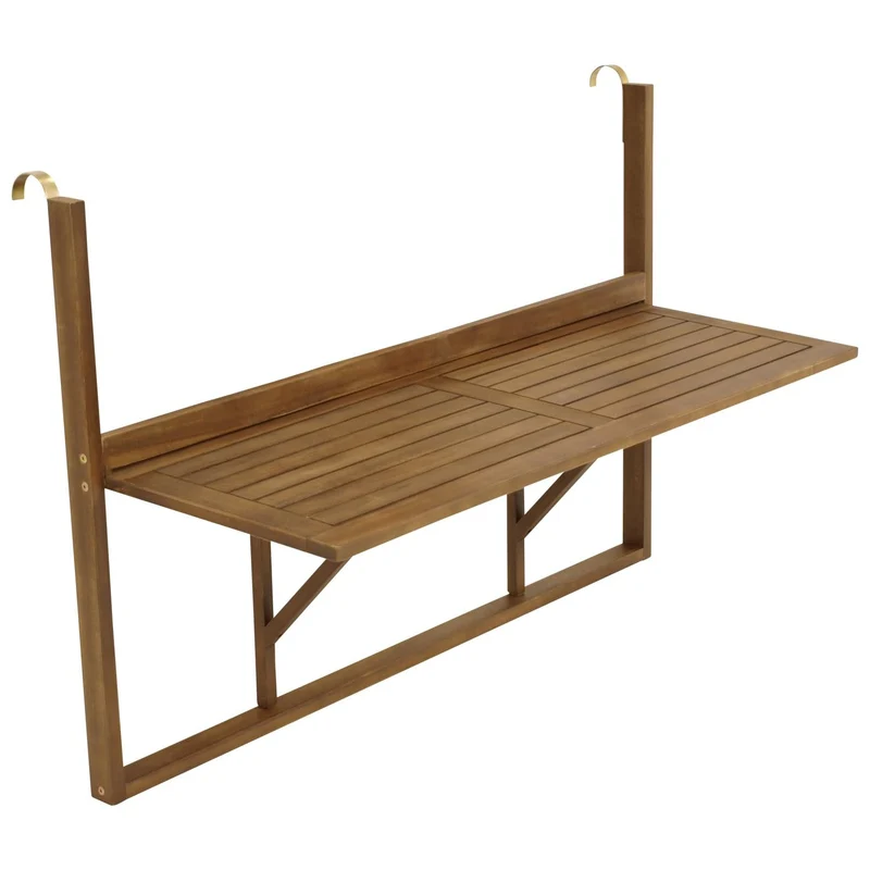 DEGAMO Balkonhängetisch 120x40 cm, klappbar, Akazienholz, braun