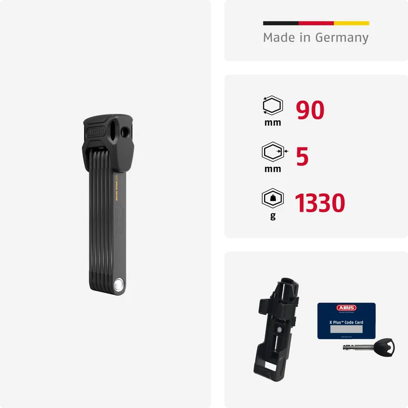 ABUS Bordo 6000K Faltschloss 90 cm mit XPlus Zylinder, schwarz