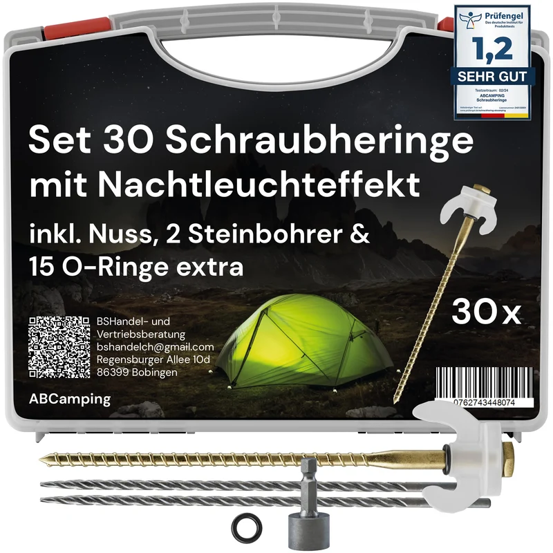 ABCamping Schraubheringe Set, 30 Stahl Zeltheringe mit Leuchteffekt