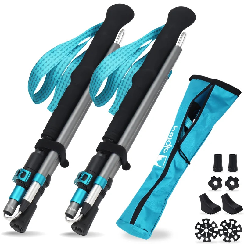 Alpteq Wanderstöcke faltbar Carbon Zicral Hybrid 110-130 cm Blue Teal