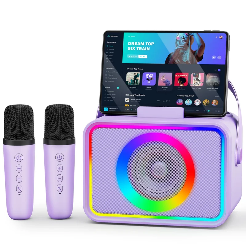 Wowstar Karaoke Maschine mit 2 Mikrofonen, Bluetooth Lautsprecher