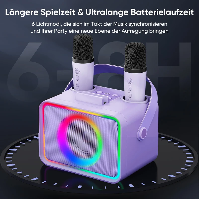 Wowstar Karaoke Maschine mit 2 Mikrofonen, Bluetooth Lautsprecher