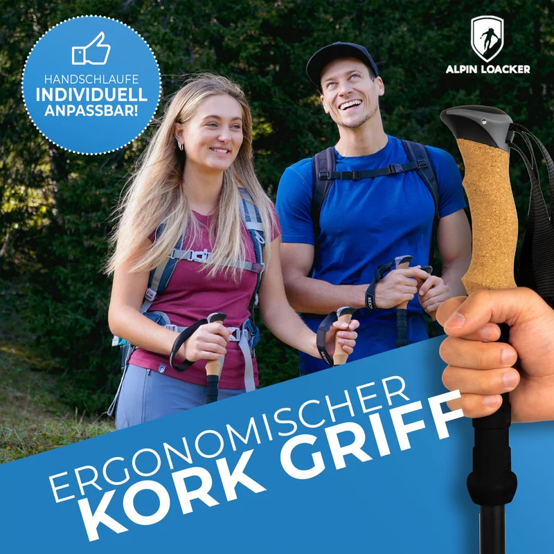 ALPIN LOACKER Wanderstöcke faltbar Aluminium Korkgriff 115-135 cm