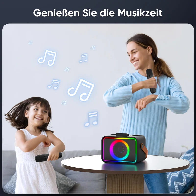 Wowstar Karaoke Maschine mit 2 Mikrofonen, Bluetooth Lautsprecher