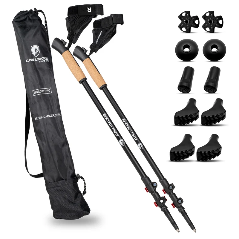 ALPIN LOACKER Nordic Walking Stöcke, Alu, verstellbar 105–135 cm