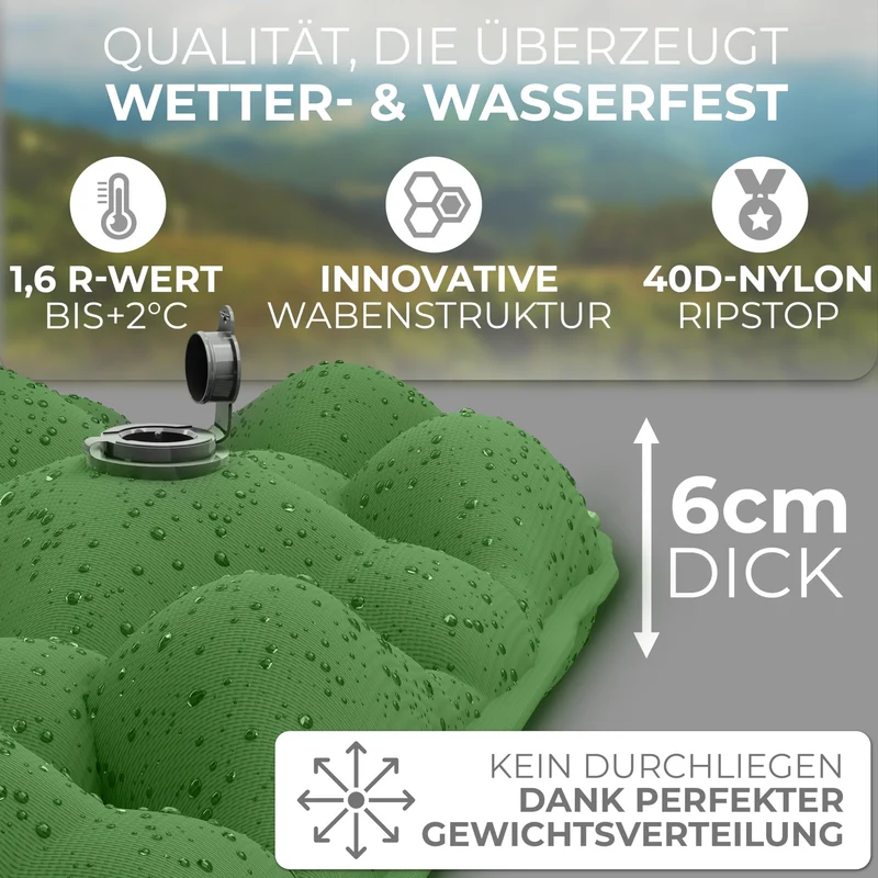 Alpenwert Isomatte Outdoor Luftmatratze aufblasbar Grün