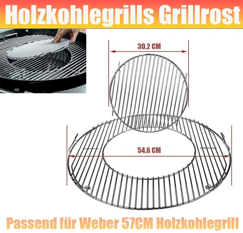 MGiessca 8835 Grillrost rund 54,6 cm für Weber 57 cm Holzkohlegrills