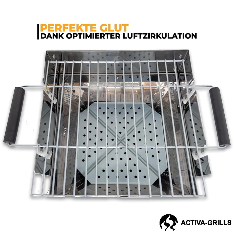 ACTIVA Saalfeld Holzkohlegrill aus Edelstahl mit verchromtem Grillrost