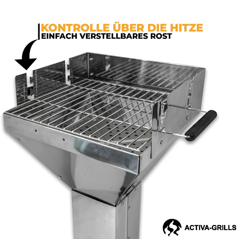 ACTIVA Saalfeld Holzkohlegrill aus Edelstahl mit verchromtem Grillrost