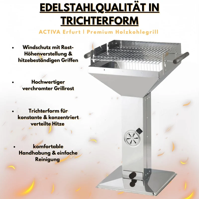 ACTIVA Holzkohlegrill Erfurt mit höhenverstellbarem Grillrost