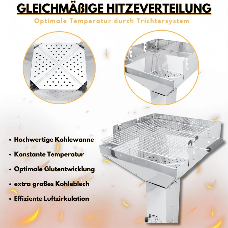 ACTIVA Holzkohlegrill Erfurt mit höhenverstellbarem Grillrost