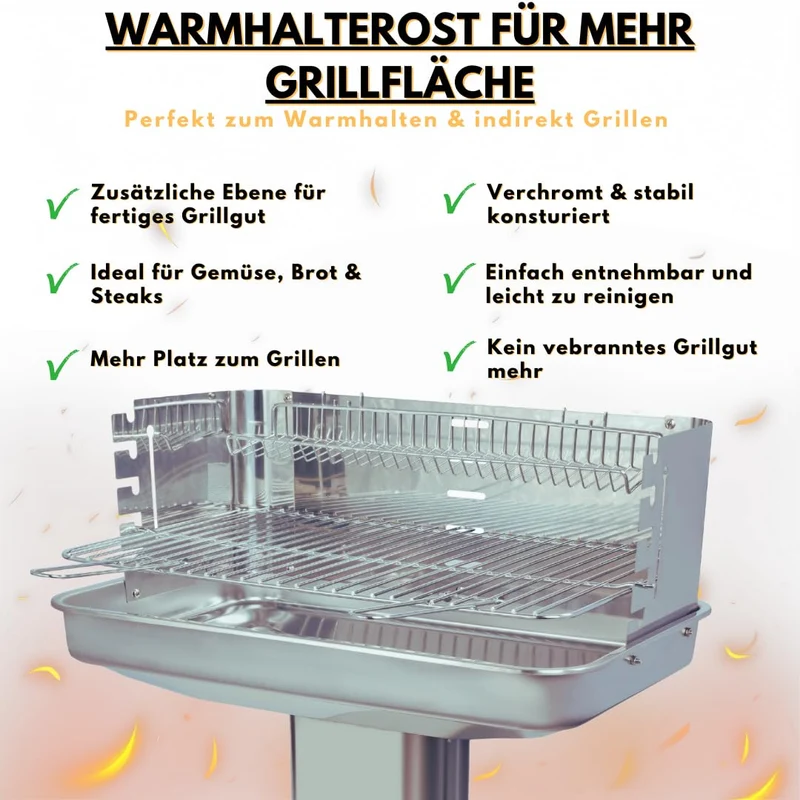 ACTIVA Pisa Säulengrill Edelstahl Holzkohlegrill 54 x 34 cm