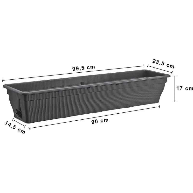 BURI Balkonkasten 100 cm mit Wasserspeicher, 6er Set, Anthrazit