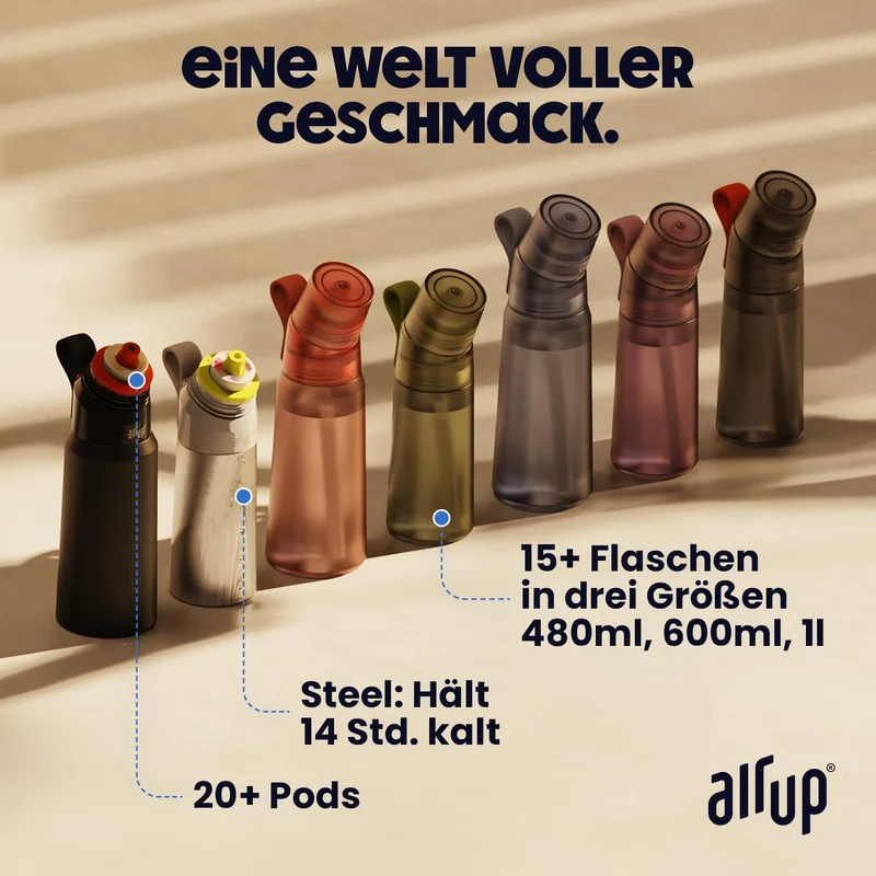 air up Twist Pro Trinkflasche Starter Set mit 5 Pods, Green Sage