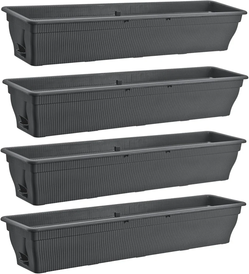 BURI Balkonkasten 4er Set 100 cm mit Wasserspeicher, anthrazit