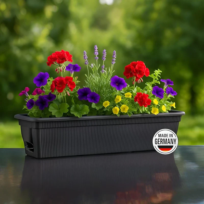 BURI Balkonkasten 4er Set 100 cm mit Wasserspeicher, anthrazit