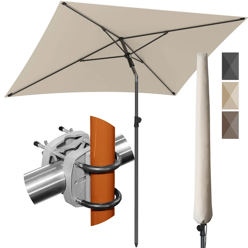 4smile SunnyShade Plus Sonnenschirm Balkon Set, 200 x 125 cm, Beige