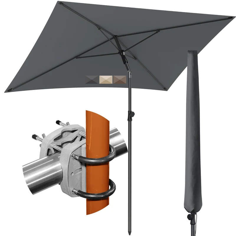 4smile SunnyShade Plus Sonnenschirm Balkon Set 3-in-1, Anthrazit