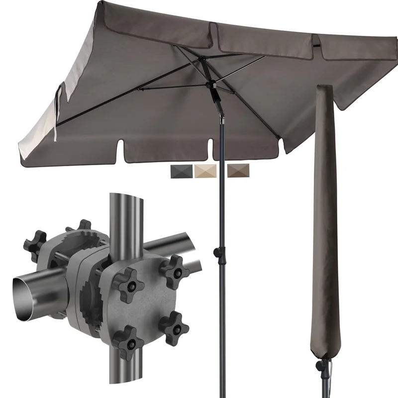 4smile SunnyShade Sonnenschirm Balkon Set UPF 50+ rechteckig Taupe