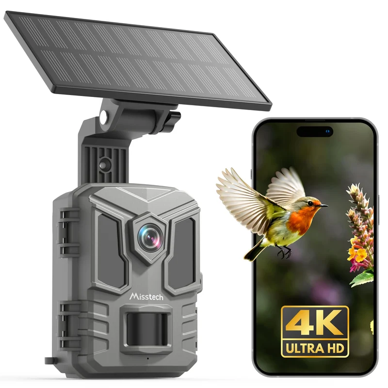 Misstech Wildkamera 4K 64MP mit Solarpanel und App, SV-TCKW