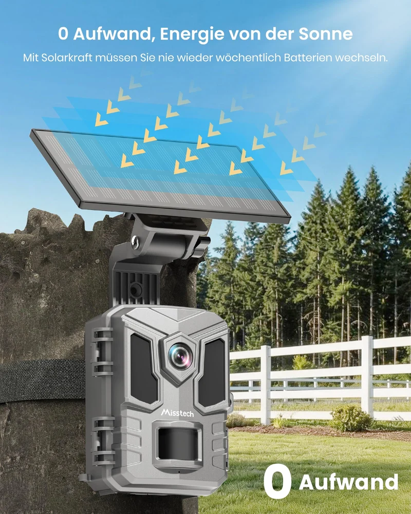 Misstech Wildkamera 4K 64MP mit Solarpanel und App, SV-TCKW