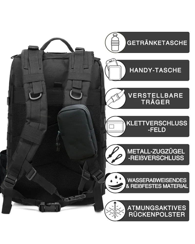 NWT XPEDITION Taktischer Rucksack 40 L mit Laptopfach, schwarz