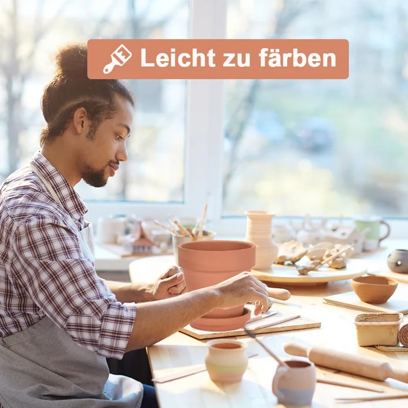 vensovo Terrakotta-Blumentopf 20 cm mit Untersetzer, 2er-Set