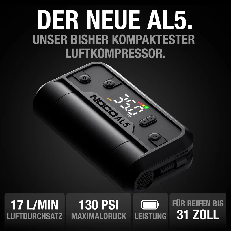 NOCO Air AL5 Akku-Luftpumpe – kabelloser Kompressor mit Display