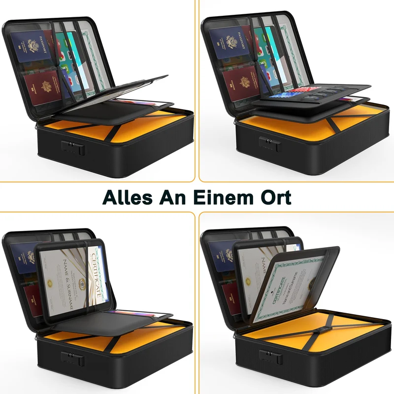 Noiposi Feuerfeste Dokumentenbox F07, wasserdicht, mit Zahlenschloss