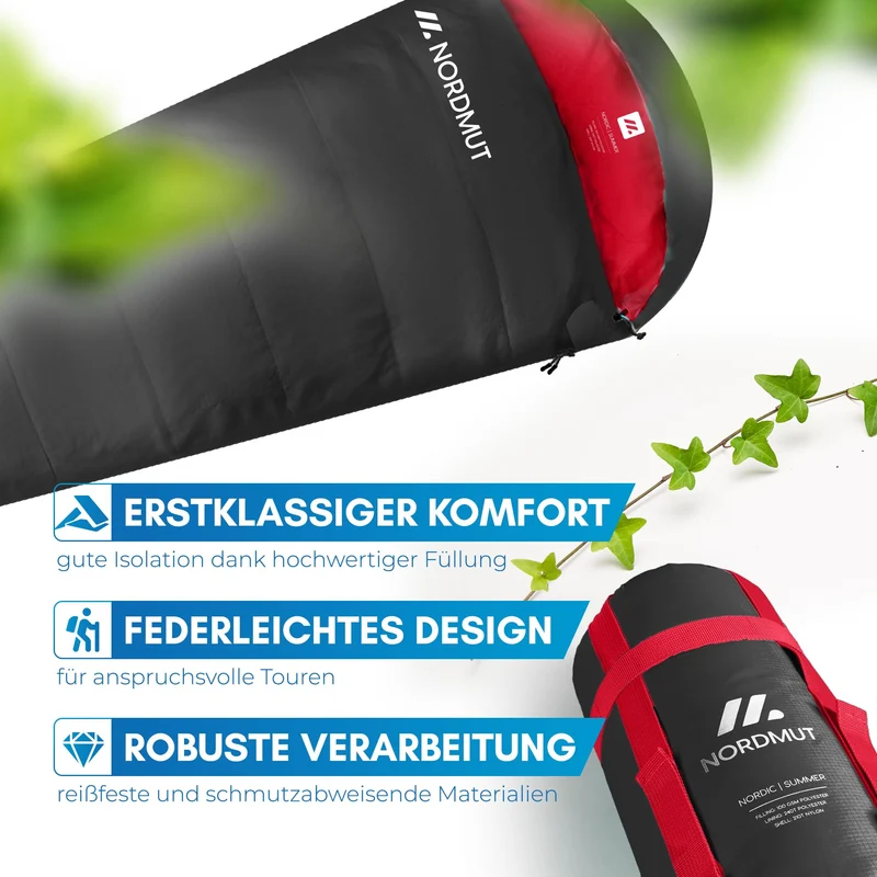 NORDMUT Mumienschlafsack für Erwachsene – ultraleicht, 900/1500 g
