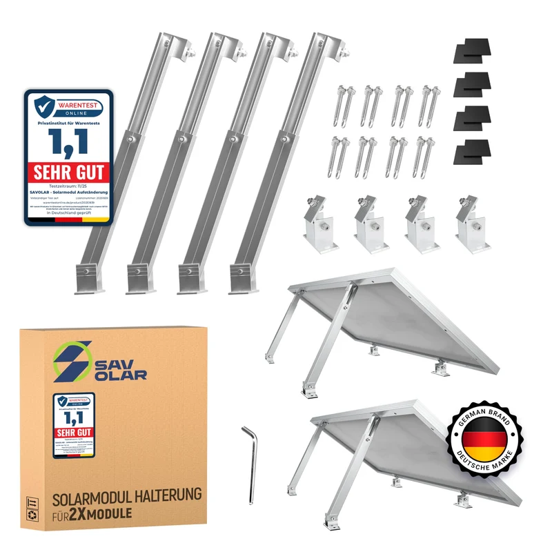 SAVOLAR Solarmodul-Halterung Balkonkraftwerk Flachdach, 2er-Set