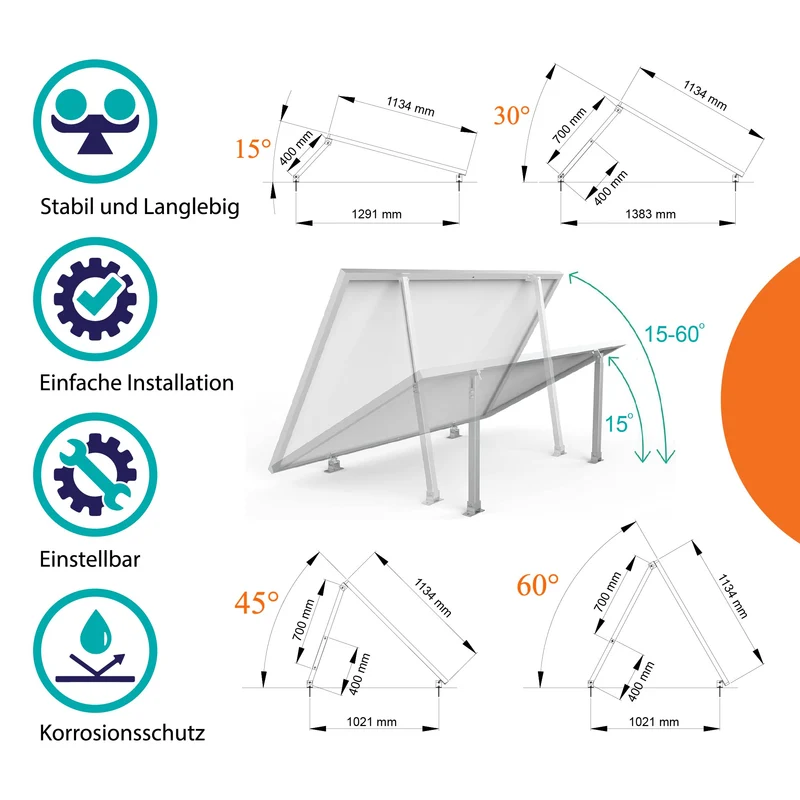 SAVOLAR Solarmodul-Halterung Balkonkraftwerk Flachdach, 2er-Set