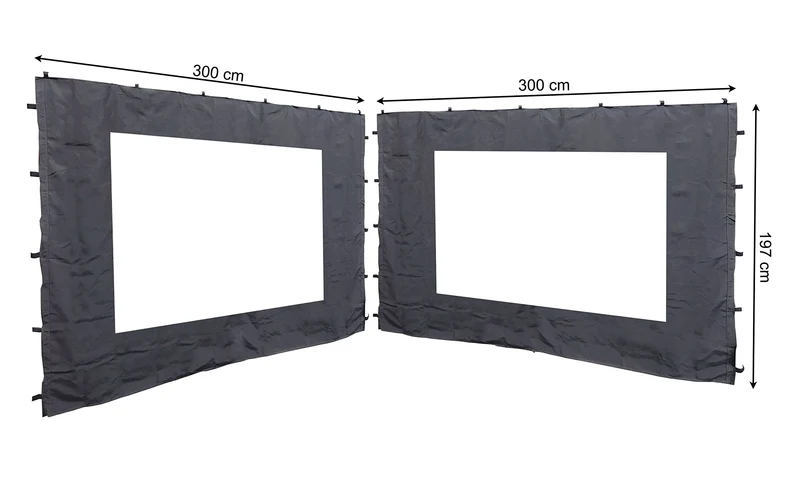 QUICK STAR Pavillon Seitenteile 3x3m mit Fenster, 2 Stück, Anthrazit