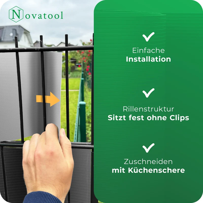 Novatool Sichtschutzstreifen PP 25 m Anthrazit für Doppelstabmatten