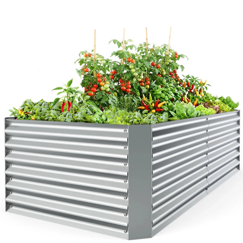 Ohuhu Hochbeet Metall 180x90x60 cm, verzinktes Pflanzenbeet
