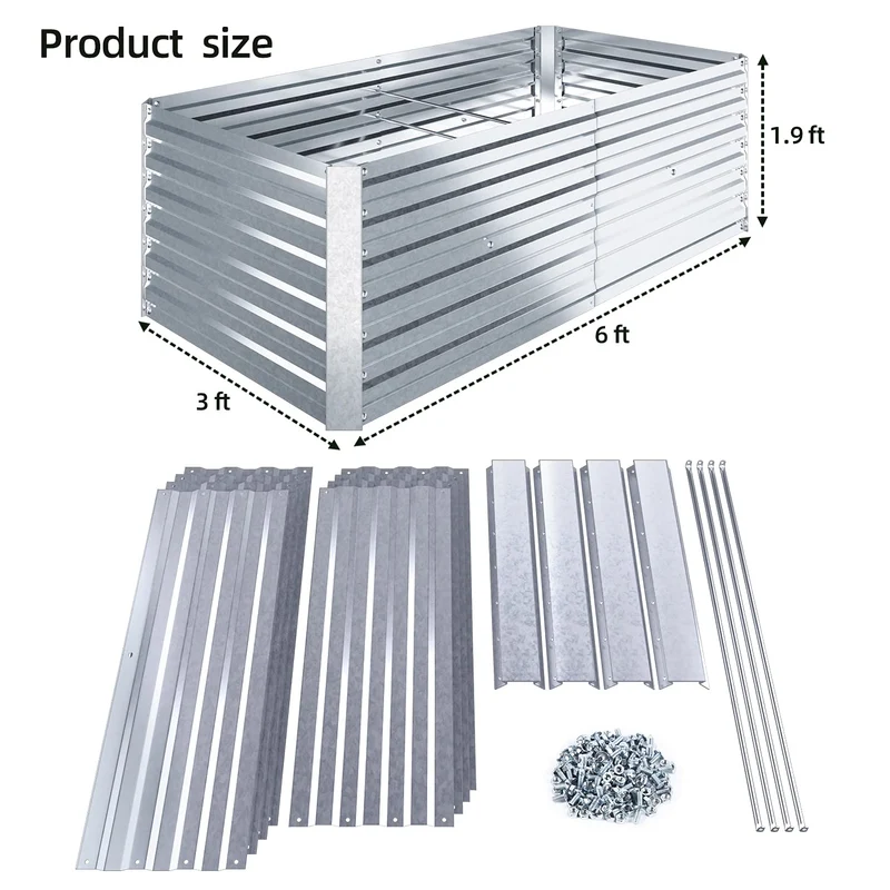 Ohuhu Hochbeet Metall 180x90x60 cm, verzinktes Pflanzenbeet