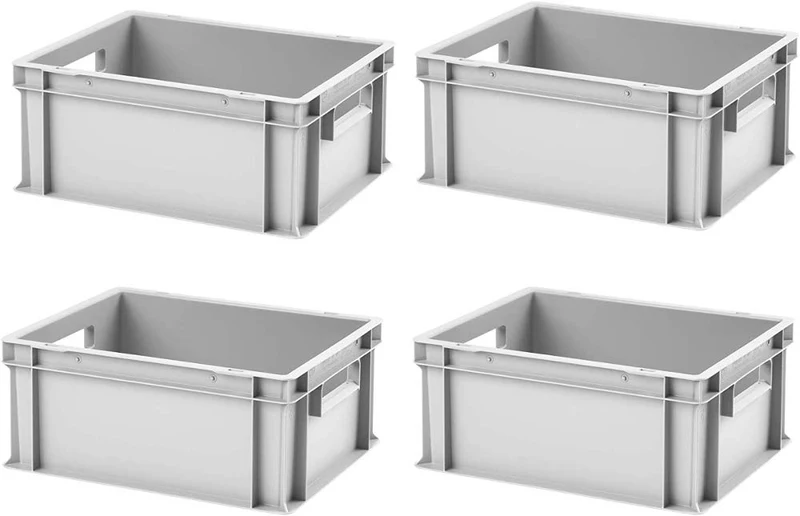 1a-TopStore Eurobox EB-417, 4 Stück, grau, 40x30x17,5 cm, 16,5 Liter