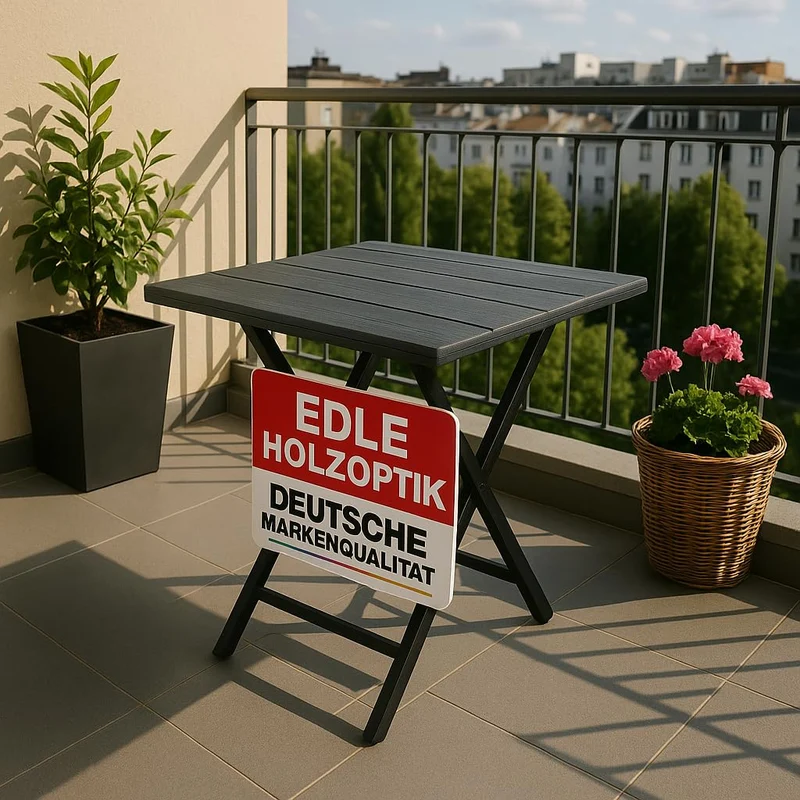 Onbest Balkontisch klappbar – Campingtisch in Holzoptik, eckig