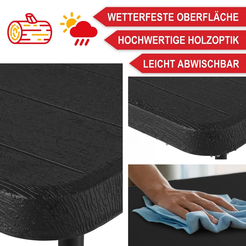 Onbest Balkontisch klappbar – Campingtisch in Holzoptik, eckig